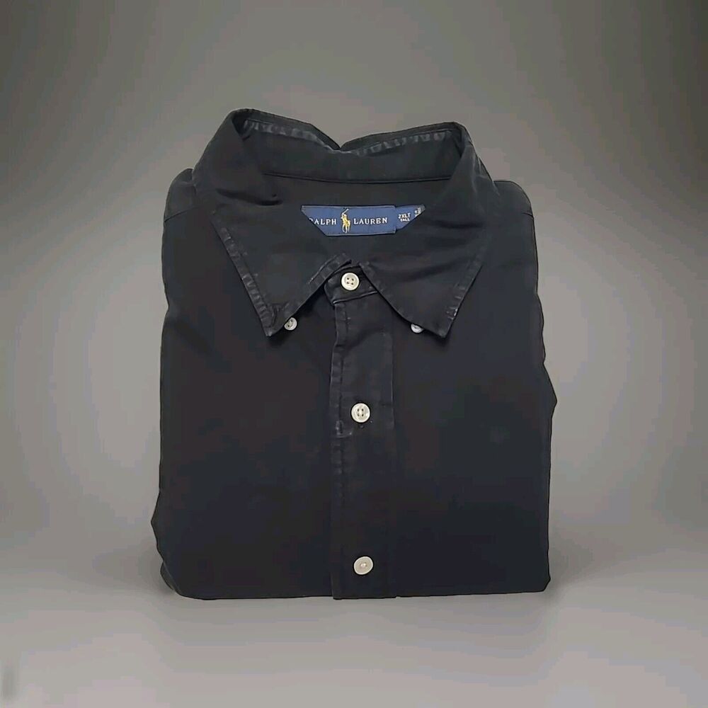 Ralph Lauren Shirt Mens 2XLT Classic Fit Oxford Button Down Black - Fast Ship